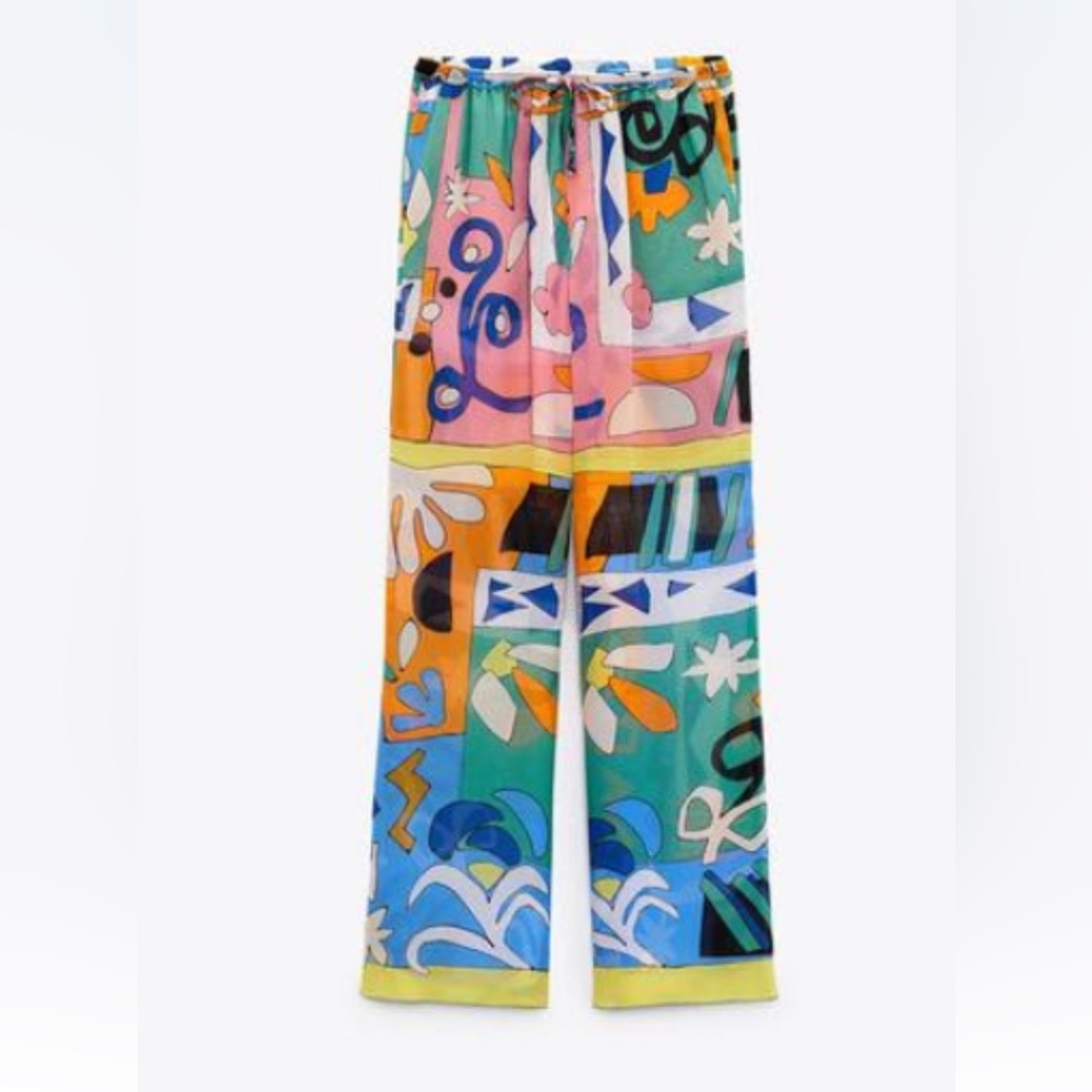 Zara Sheer Abstract Pants